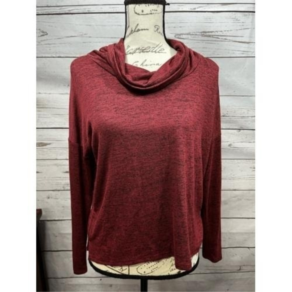 One Clothing Mens Burgundy Marled Cowl Neck Drop‎ Shoulder Pullover Top UT7573 S